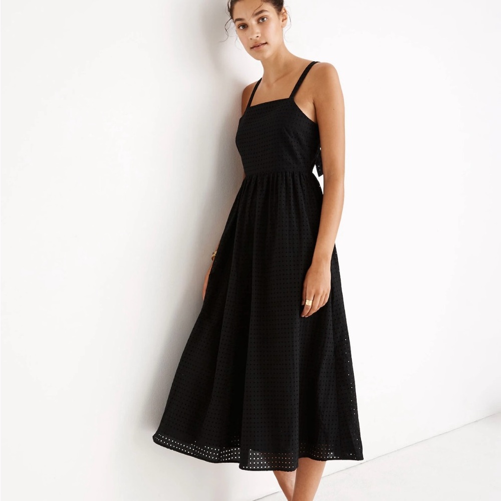 Madewell Eyelet Bow-Back Midi Dress